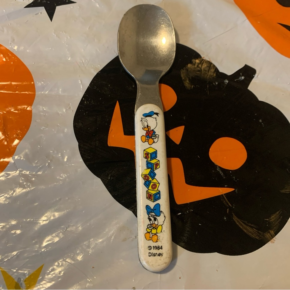 Vintage 1984 Disney Donald And Daisy Duck Baby Spoon